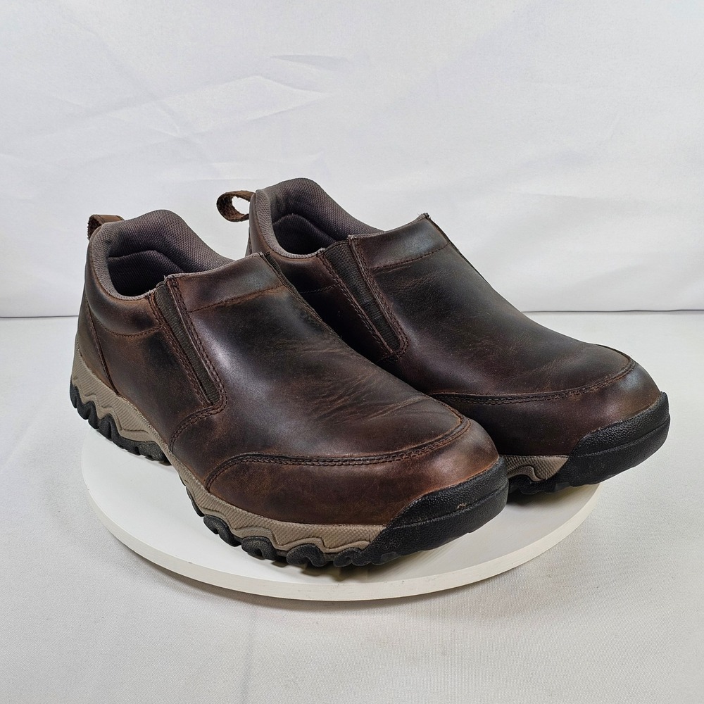 Duluth Trading Co Wild Boar Mocs Brown Leather Slip On Shoes Mens 11 Wide 49521